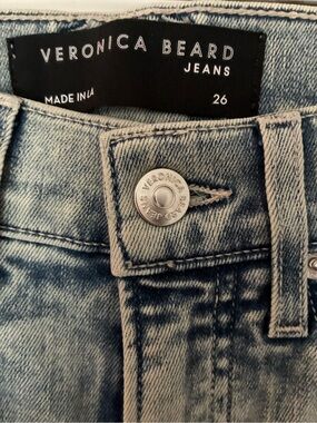 Veronica Beard Ryleigh Slim Straight High-Rise Jeans - distressed light blue